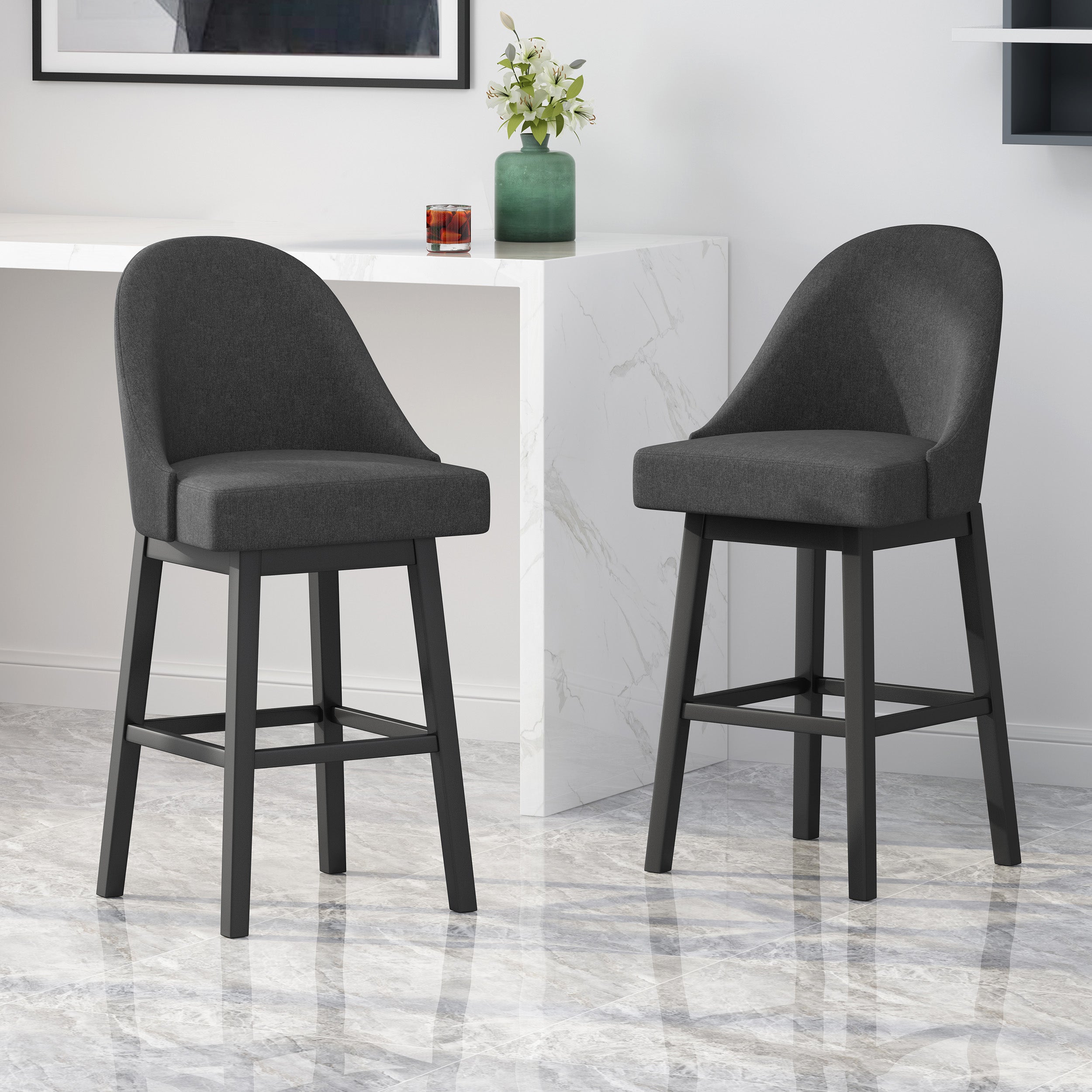 Andriel Modern Upholstered Swivel Bar Stool