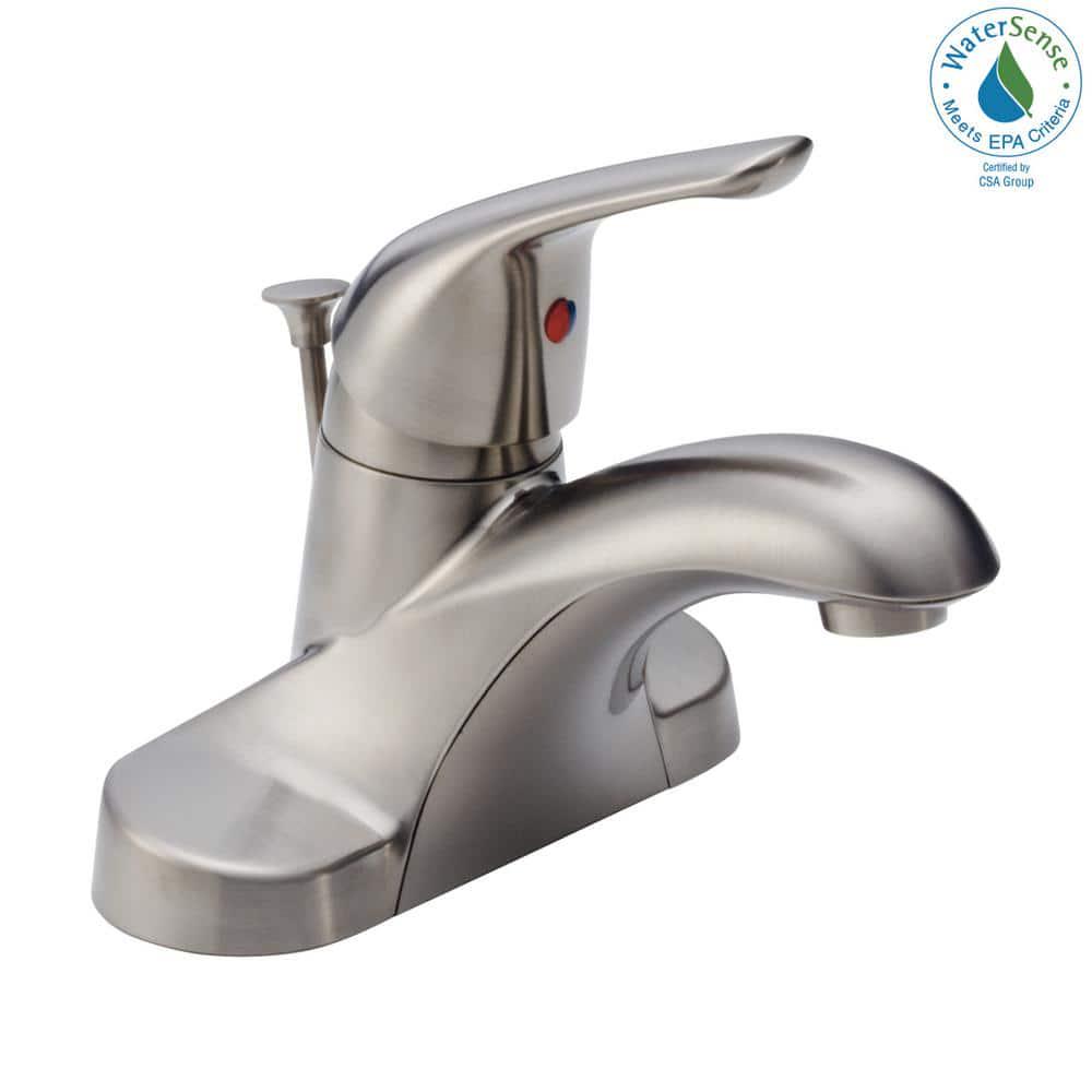 Delta Foundations 4 in Centerset SingleHandle Bathroom Faucet with Metal Drain Assembly in Stainless