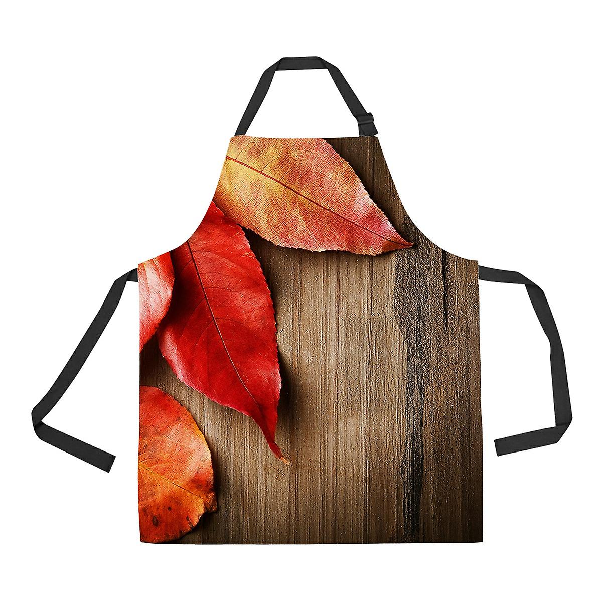 Autumn Leaves Over Old Wood Apron Home Kitchen Apron With Pockets