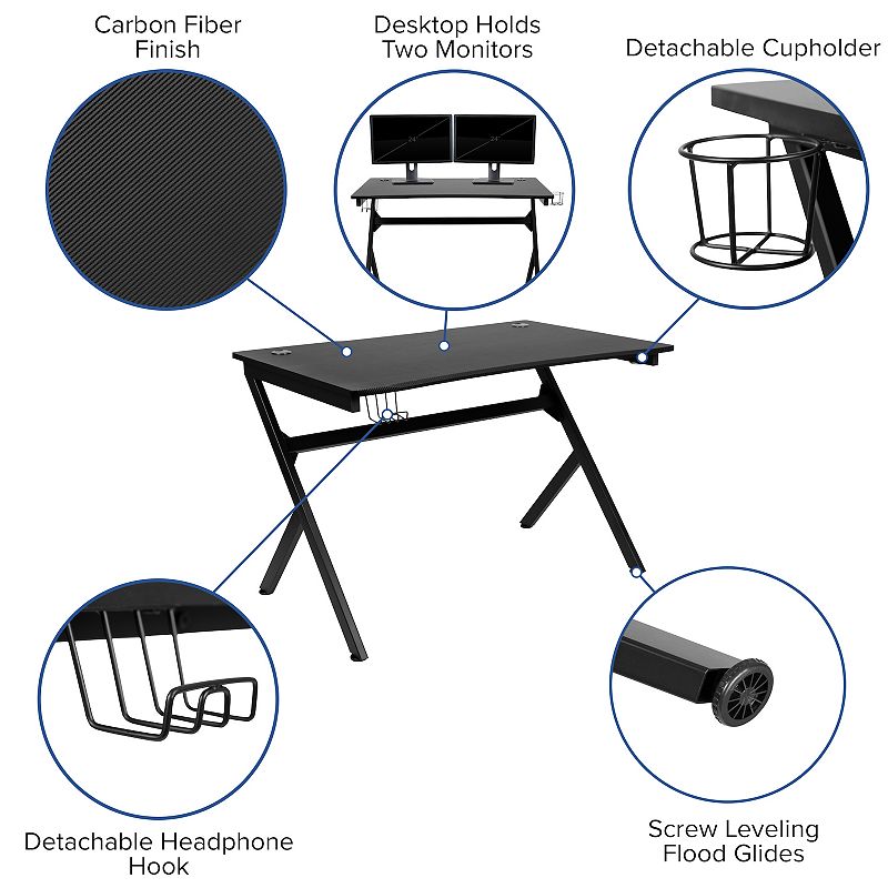 Flash Furniture Gaming Desk and Footrest Reclining Gaming Desk Chair 2-piece Set