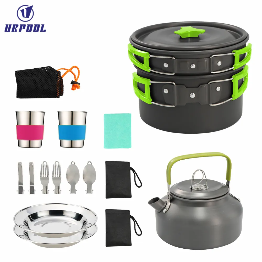 Ultralight Camping Cookware Outdoor Cooking Set Travel Tableware Cooking Stove Kit Pan Hiking Picnic Pot Utensil Equipment