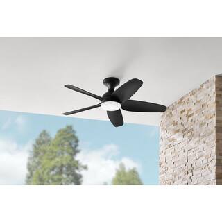 Hampton Bay Ceva 44 in. Integrated CCT LED IndoorOutdoor Matte Black Ceiling Fan with Light and Remote Control AK363HA-MBK