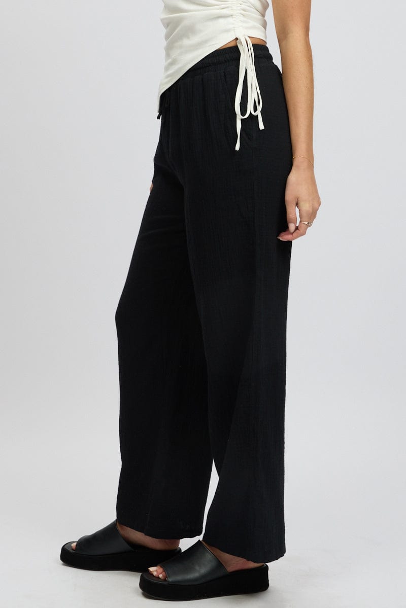 Black Wide Leg Pants Elasticated Waist