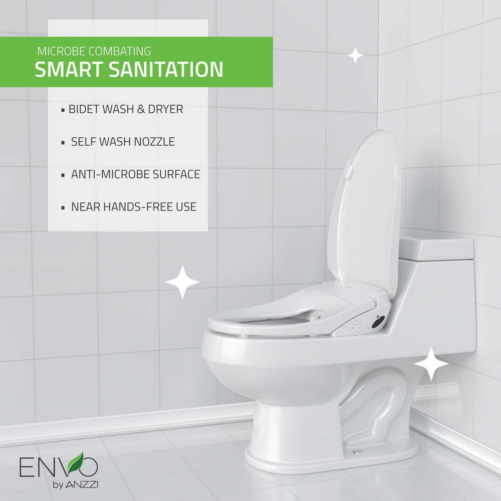 ANZZI Envo Shore Smart Electric Bidet Seat for Elongated Toilet in White with Remote Control and Heated Seat TL-AZEB101B