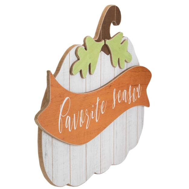 Northlight 19 White Wooden Pumpkin Favorite Season Hanging Wall Sign