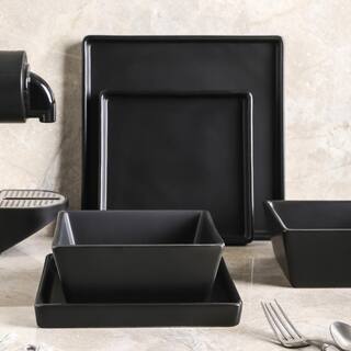 STONE LAIN Stone Lain Grace 12-Piece Dinnerware Set Stoneware Service For 4 Black Matte BLB0609