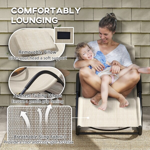 Outsunny Rocking Chair，Zero Gravity Patio Chaise Sun Lounger，Outdoor Rocker，UV Water Resistant