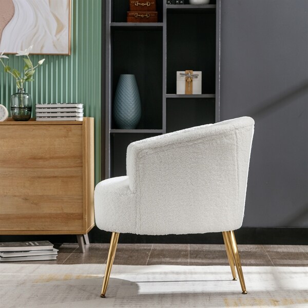 Fabric Armchair Accent Tub Barrel Chair with Gold Metal Legs