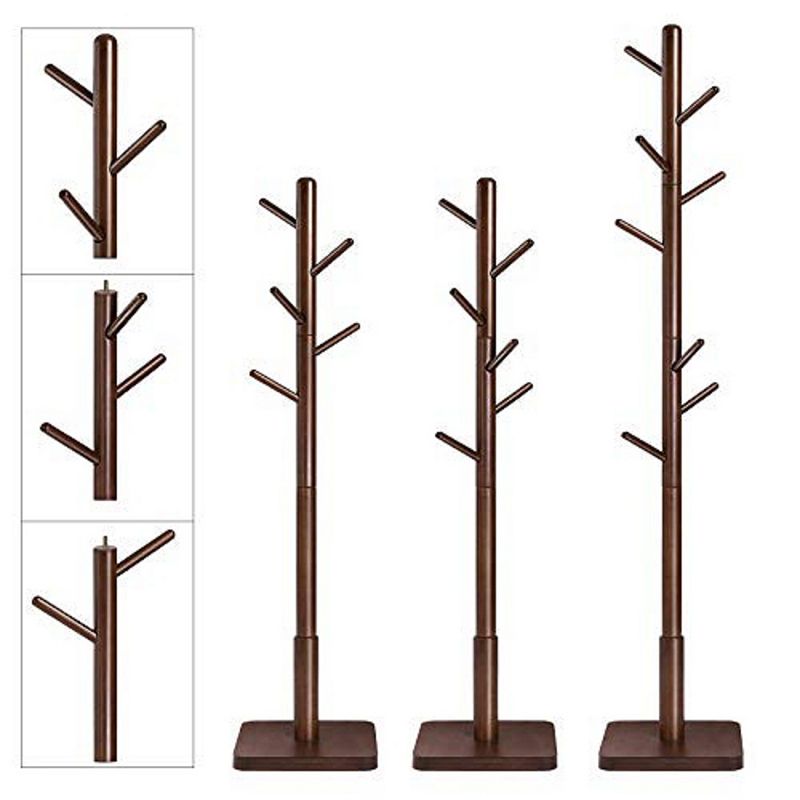 Coat Rack， Solid Coat Stand， Hall Tree， 8 Hooks， Walnut