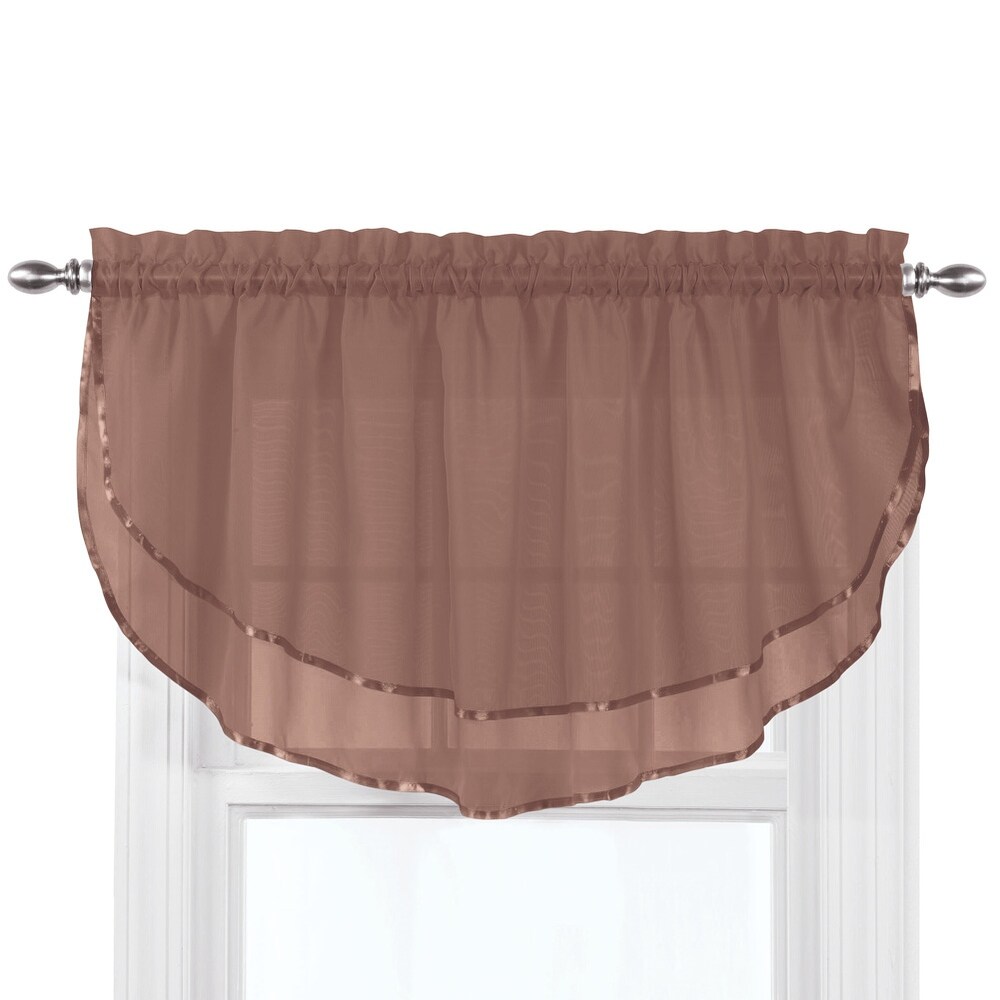 Elegance Sheer Fabric Rod Pocket Top Ascot Window Valance   7.000 x 5.750 x 1.250