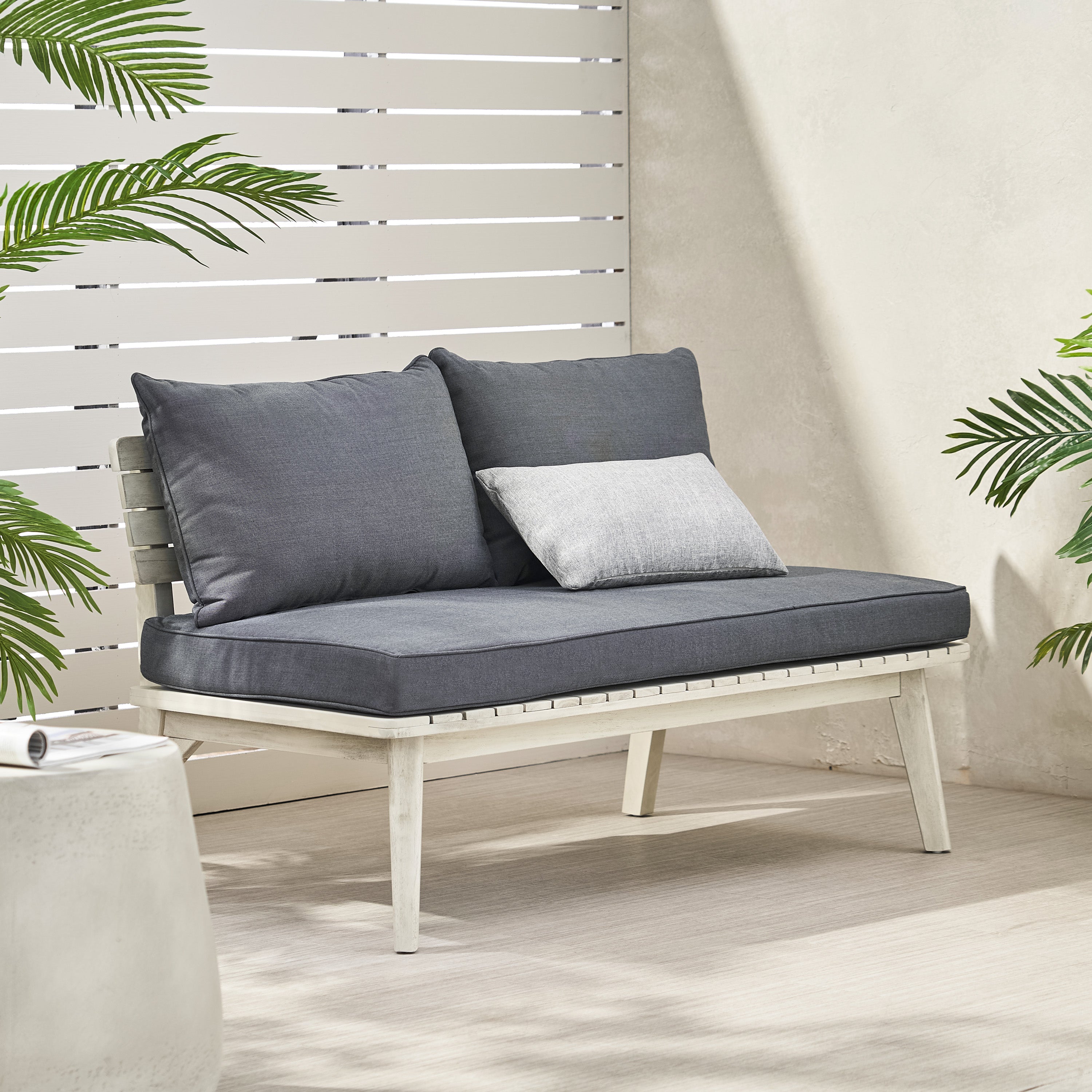 Boyle Outdoor Acacia Wood Loveseat