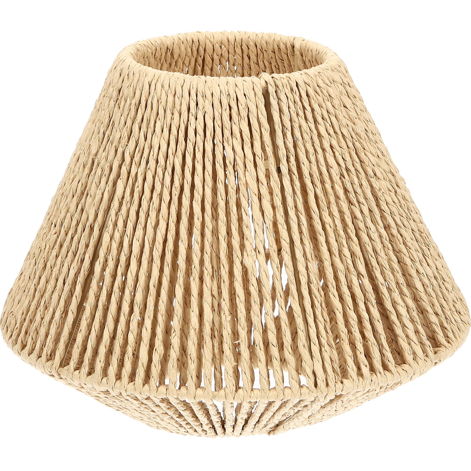 Straw Woven Lampshade Hanging Lamp Cover Rustic Lamp Shade For Home Hotel Restaurant