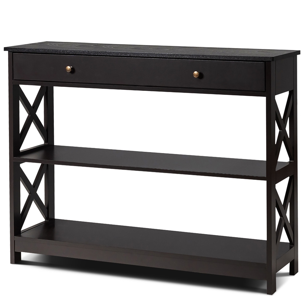 3 Tier Console Table X Design Entryway Table with Drawer