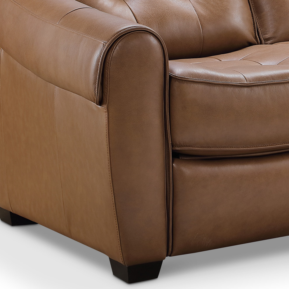 Elliot Leather Power Reclining Loveseat  Camel   Contemporary   Recliner Chairs   by Abbyson Living  Houzz