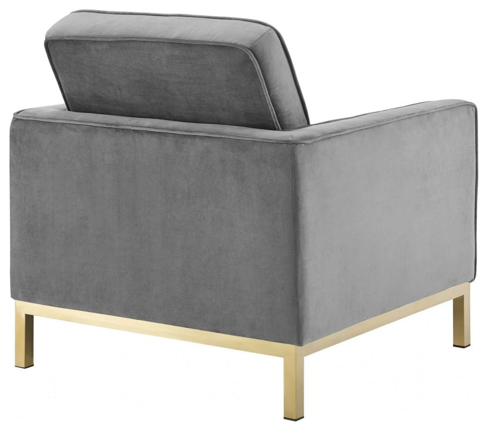 Aaliyah Gold Gray Stainless Steel Performance Velvet Armchair   Modern   Armchairs And Accent Chairs   by Rustic Home Furniture Deco  Houzz