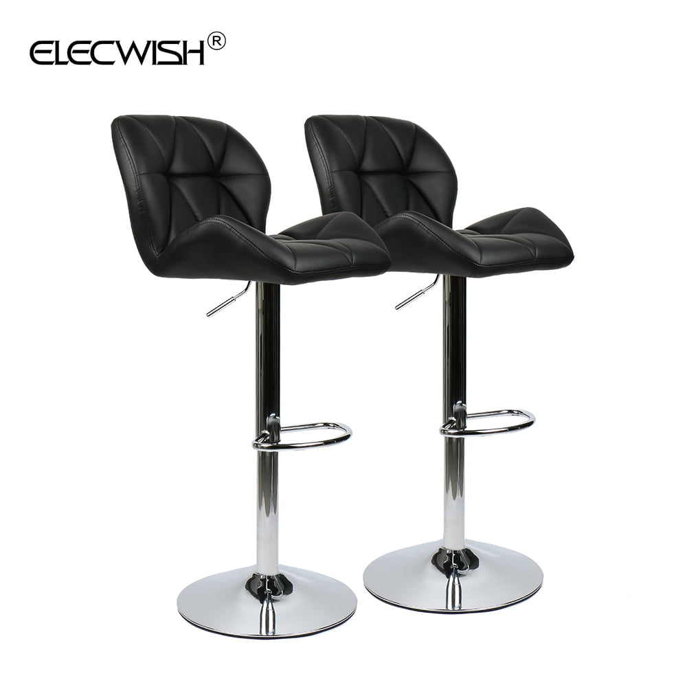 ELECWISH 3 Pieces Barstool and Pub Table Set Adjustable Height Swivel White Wood Round Table and Padded PU Leather Bar Chair Dining Set