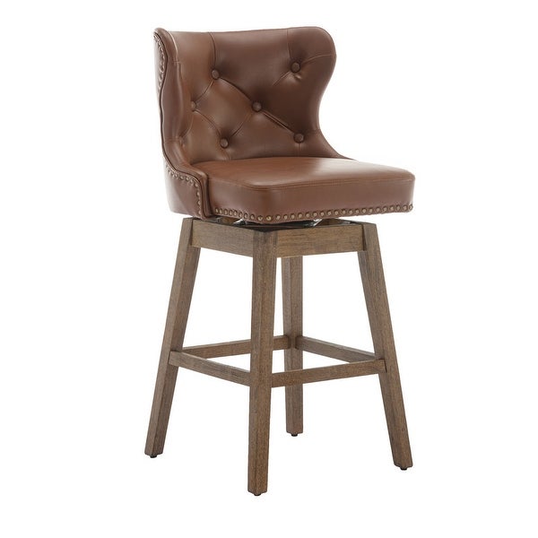 PU Leather Bar Stools Set of 2， Bar Stools with Back and Footrest， Dining Chairs Bar Chairs with Nailhead Trim