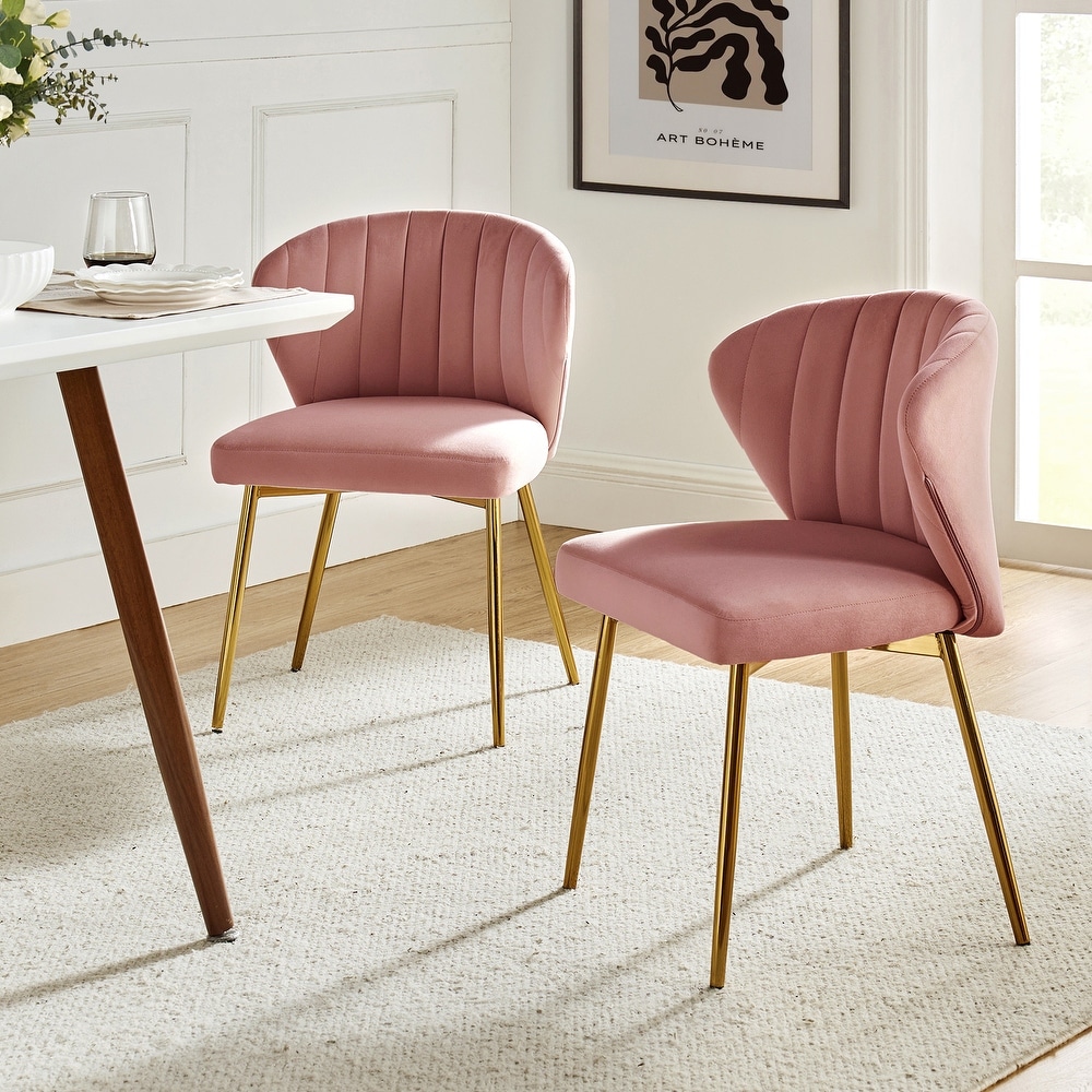 Barbara Contemporary Upholstered Side Chair with Small Base Set of 2 by HULALA HOME