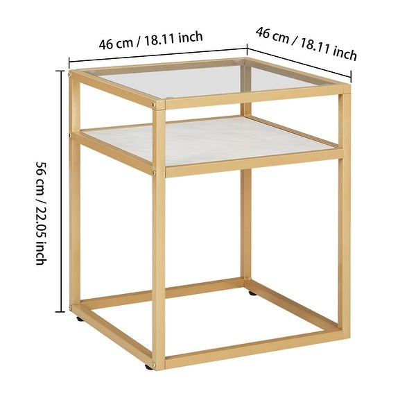 2-Tier Tempered Glass Top End Table