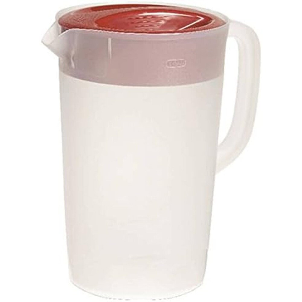 Rubbermaid Pitcher Classic 1 Gallon Clear Base  Red Lid