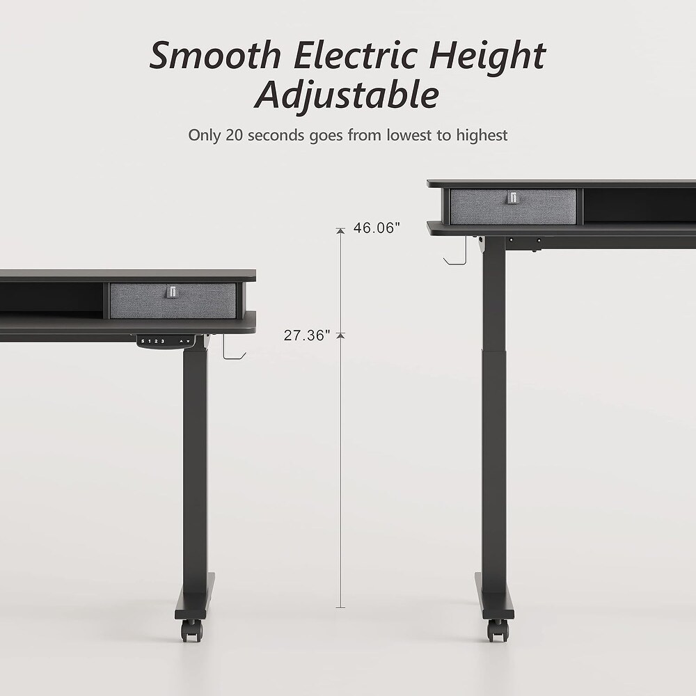 FEZIBO/Home Office Fuirniture/Wood/Standing Desk With 2 Drawers Storage /Desks