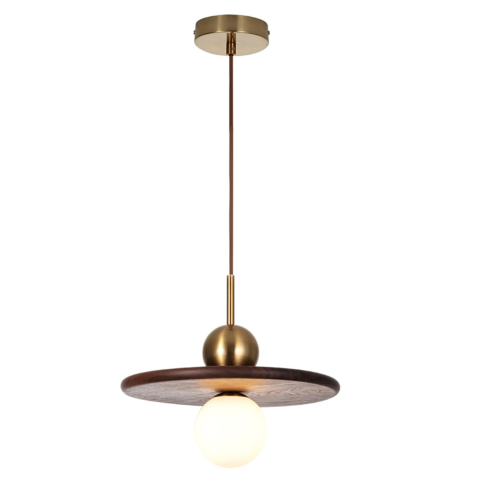 Flying Saucer Walnut Pendant Lamp