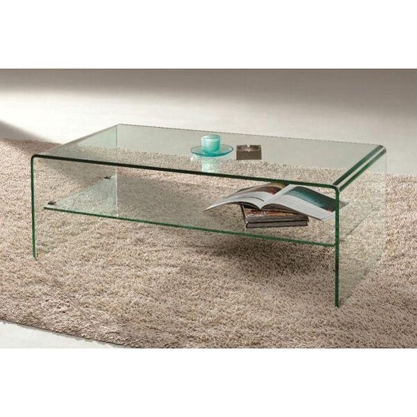 Waterfall Coffee Table with glass top shelf