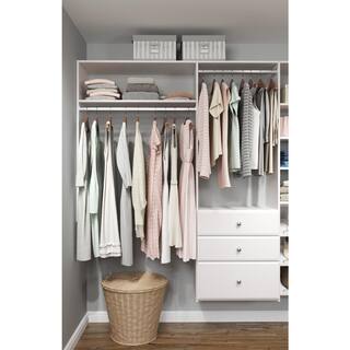 Closet Evolution Dual Tower 96 in. W - 120 in. W White Tower System Wall Mount 14-Shelf Wood Closet System WH34