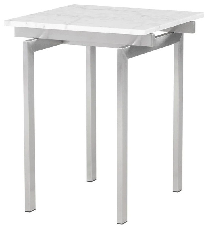 Calvin White Marble Side Table   Contemporary   Side Tables And End Tables   by Rustic Home Furniture Deco  Houzz