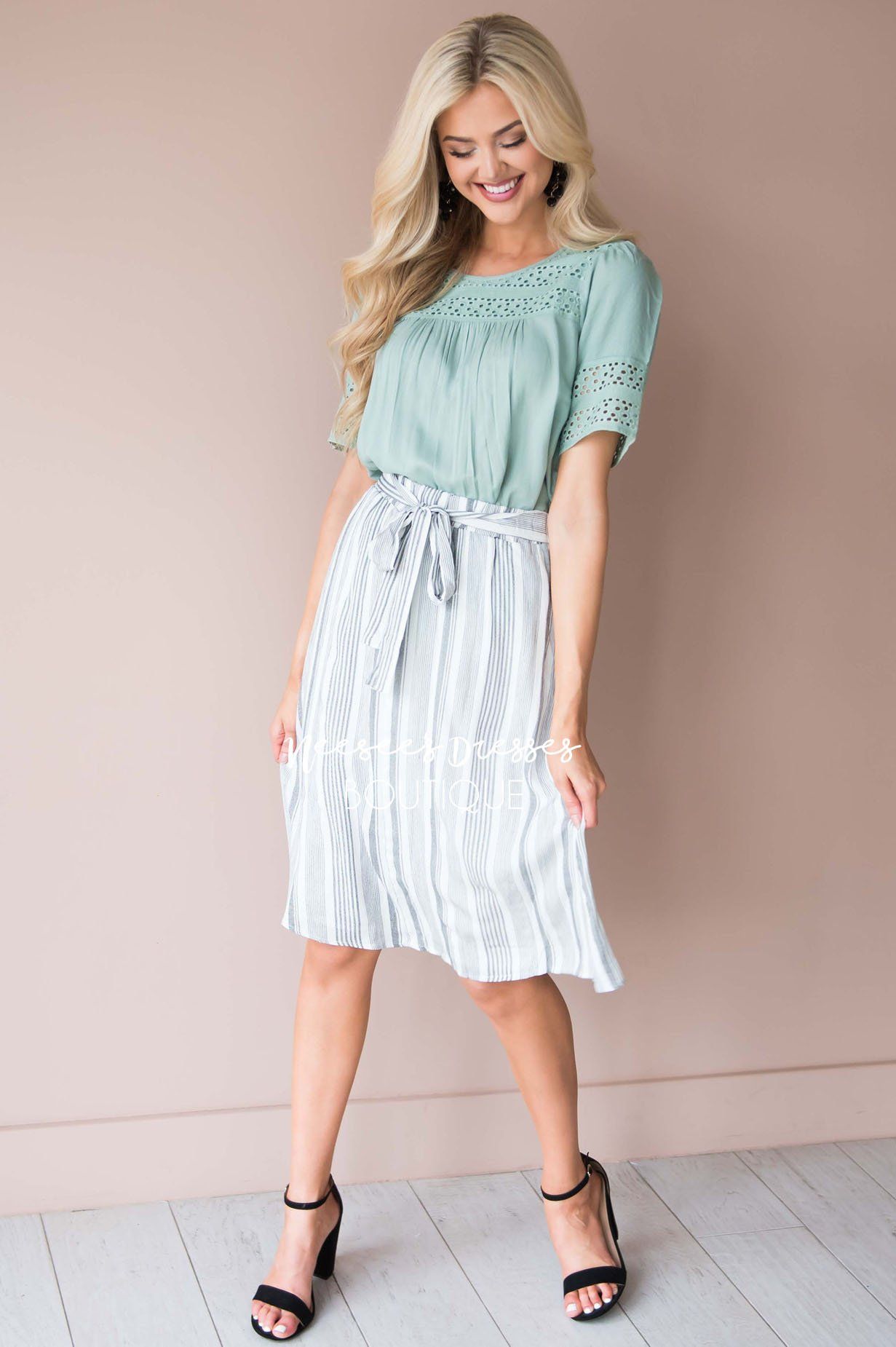 Striped Tie Front Skirt