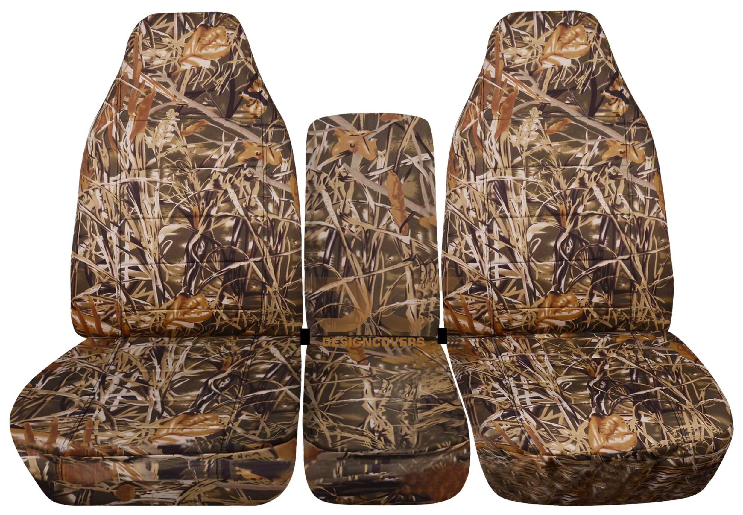 T348-Designcovers Compatible with 1994-2002 (2nd Gen) Dodge Ram Camo Truck Seat Covers (Front 40/20/40 Split Bench) with Console Cover，W/O Integrated Seat belt: Wetland Camouflage - Front Set