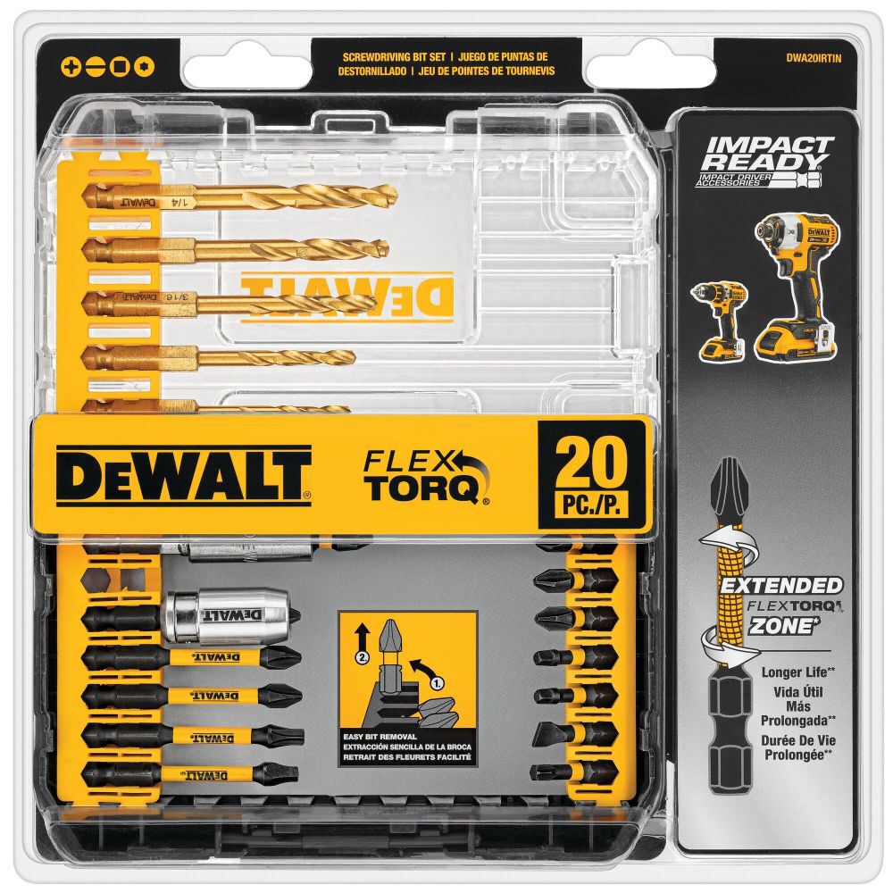 DEWALT IMPACT READY Titanium Drill and Flex Torq Set 20pc DWA20IRTIN-Z from DEWALT