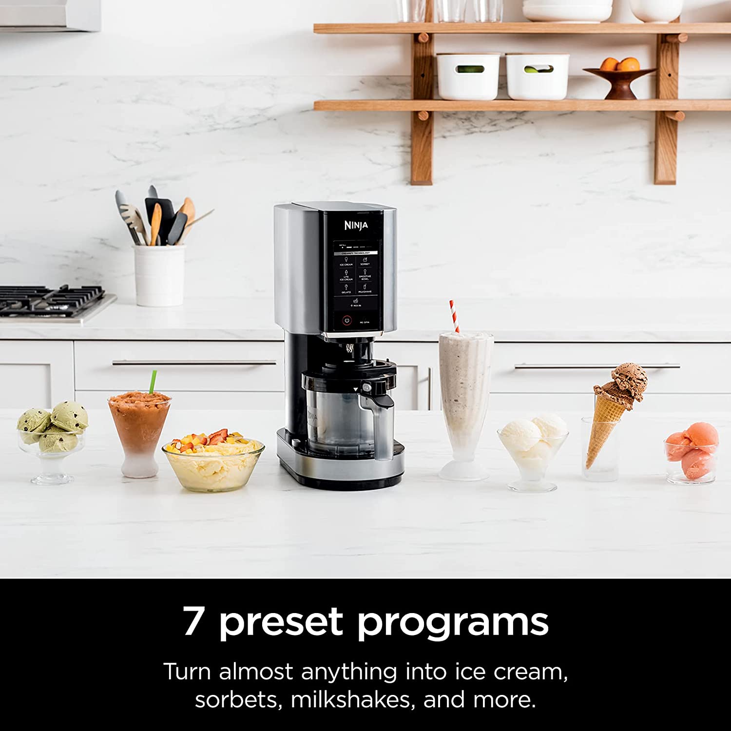 Restored Ninja NC301 CREAMi， Ice Cream， Gelato， Milkshake， Sorbet， and Smoothie Bowl Maker， 7 OneTouch Programs， Silver (Refurbished)