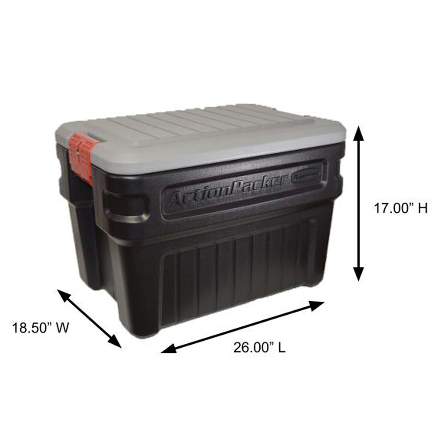 Rubbermaid ActionPacker 24 gal Black Storage Tote 17.4 in. H X 19.3 in. W X 26.5 in. D Stackable