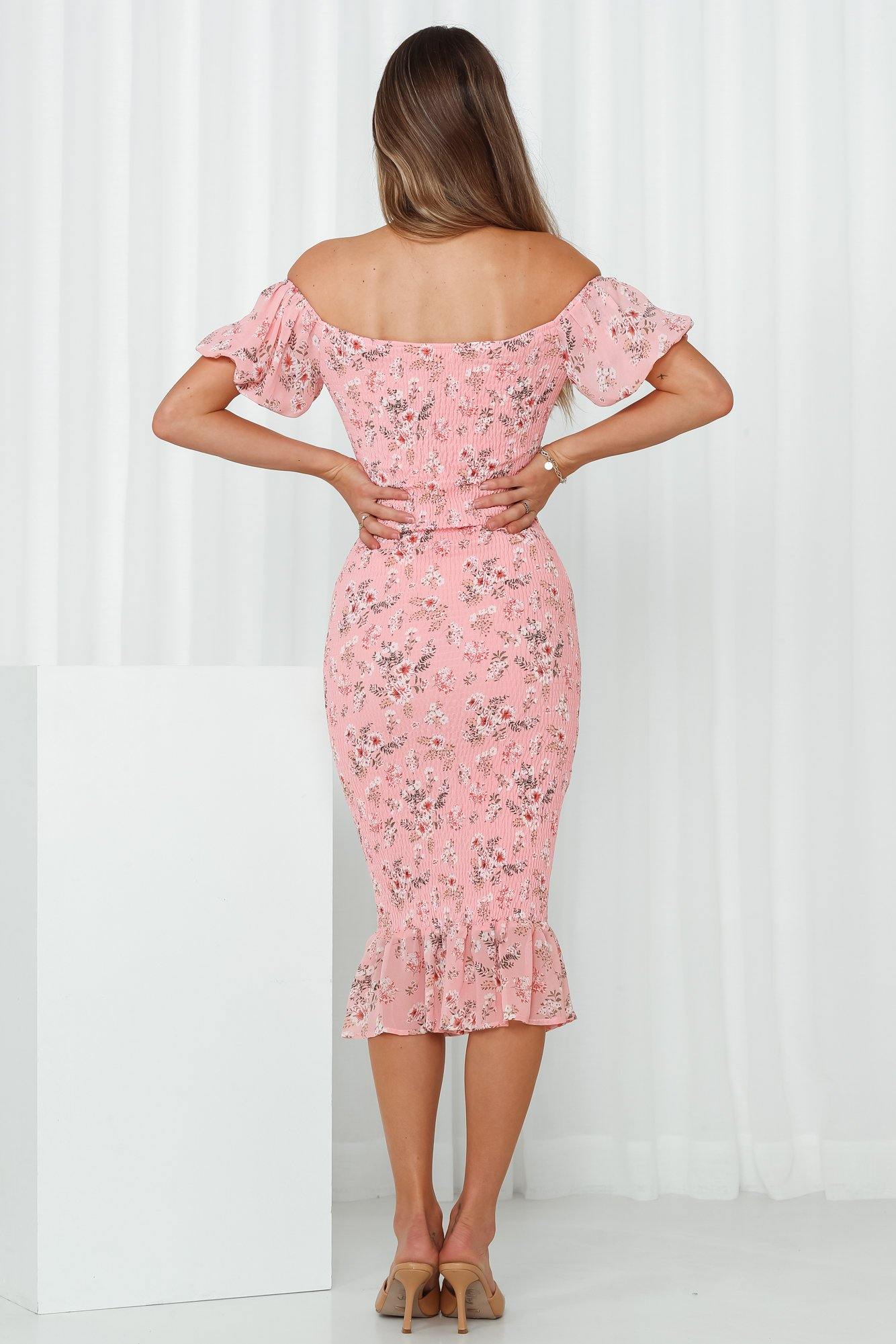 Stuck In My Head Midi Dress Pink