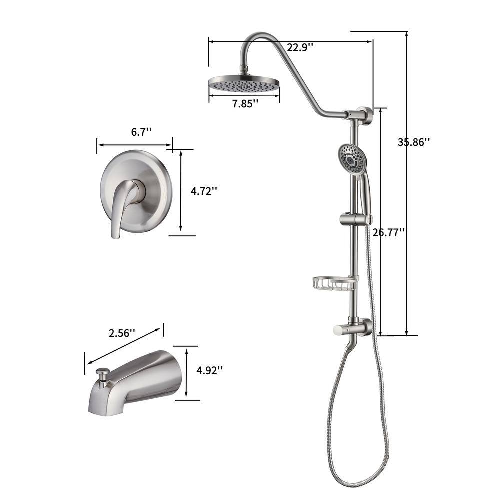 YASINU Single Handle 1-Spray Rain Round Bathroom Tub and Shower Faucet with Tub Spout in Matte Black (Valve Included) YNAH1204BN