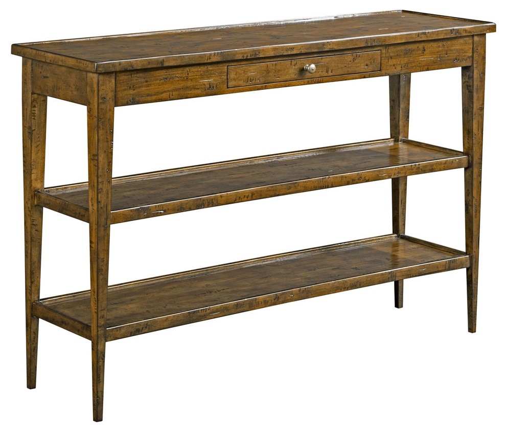 Console Table Woodbridge Hand Planed Galleried Top 2 Shelves Drawer   Transitional   Console Tables   by EuroLuxHome  Houzz