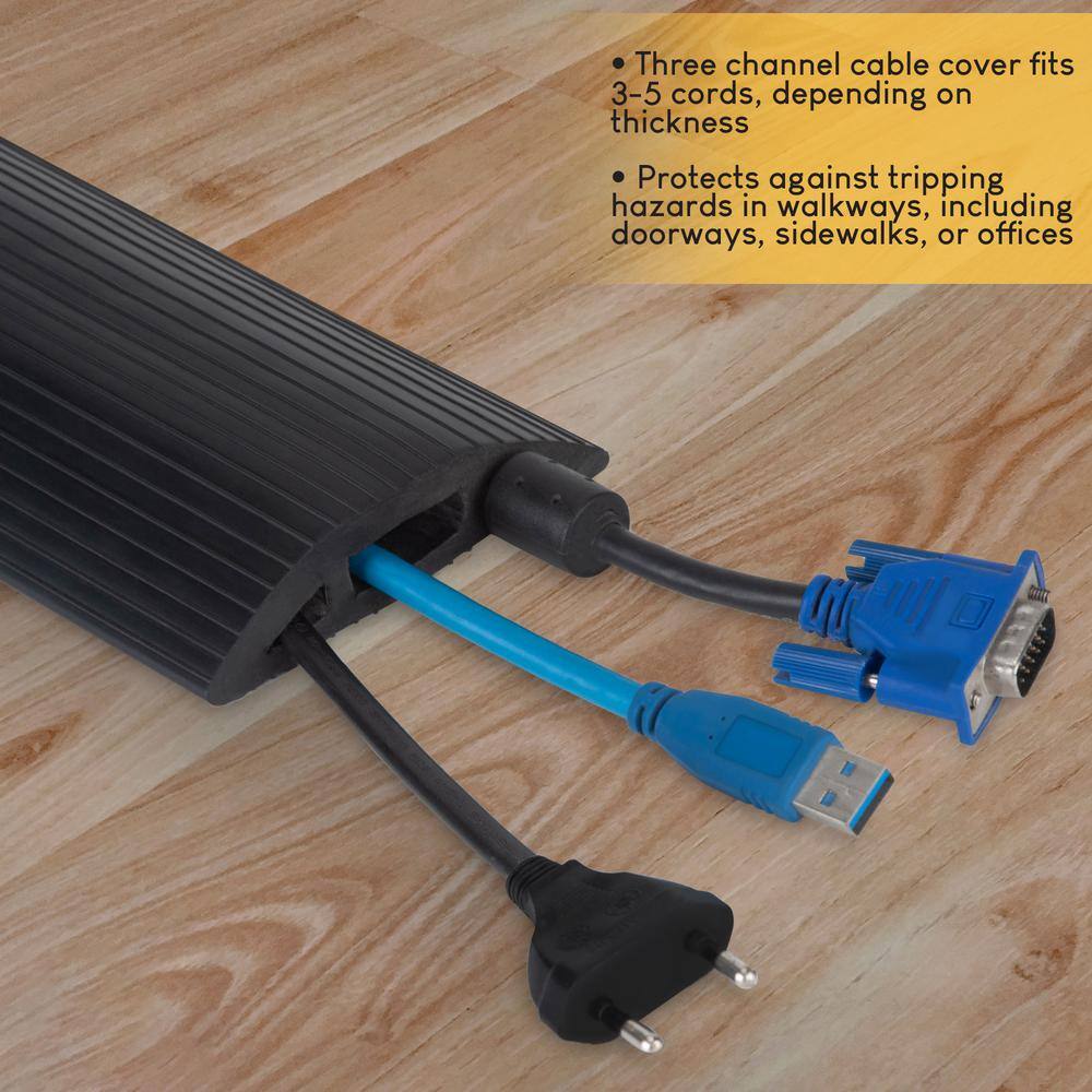 Stalwart 10 ft. 3-Channel Floor Cord Protector in Black NNGSR85