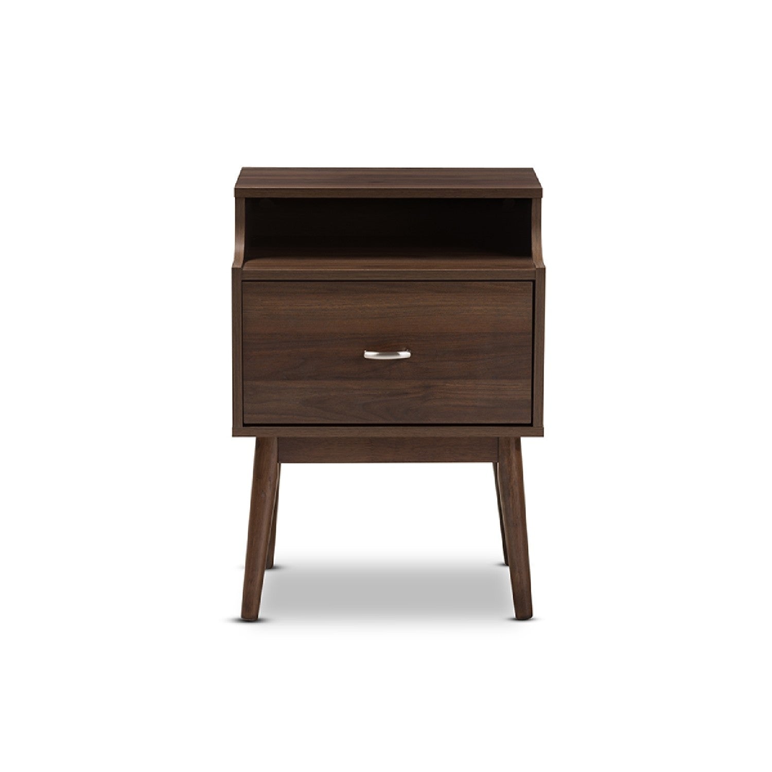 Baxton Studio Disa Mid-Century Modern Walnut Brown Finished Nightstand