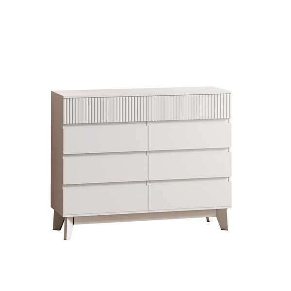 Simplicity Style 8-Drawer Dresser， Storage Cabinet with Decorative Finish， Lockers for Bedroom， Living Room， Dining Room - - 37952492