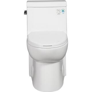 Xspracer 1-Piece 1.28 GPF High Efficiency Siphonic Single Flush Elongated Toilet in Glossy White Soft-Close Seat Included JH-T03-GW