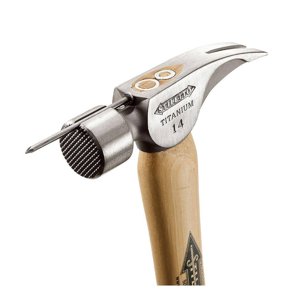 Stiletto 14 oz. Titanium Milled Face Hammer with 18 in. Curved Hickory Handle TI14MC