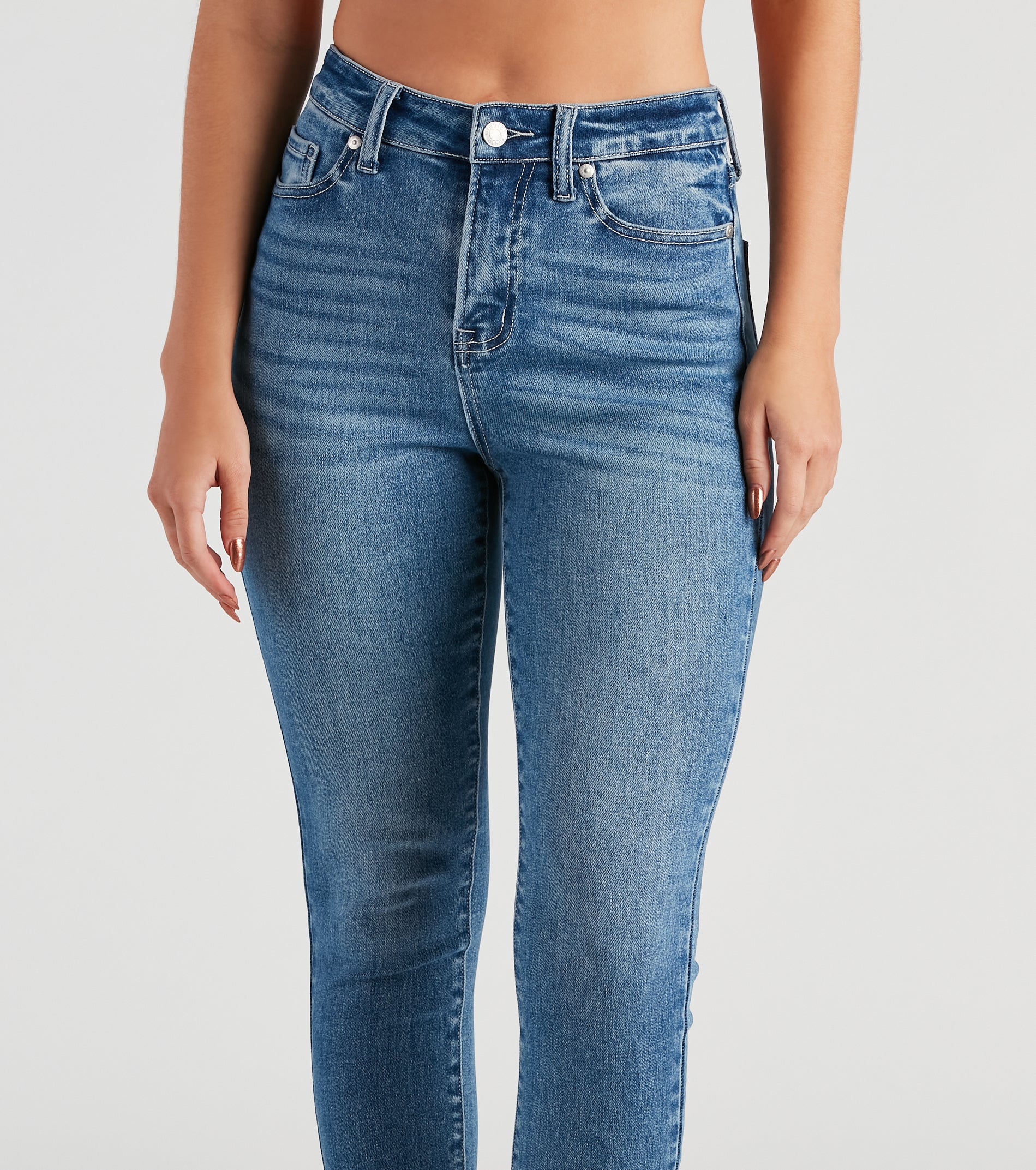 Harper Mid-Rise Frayed Skinny Jeans by Windsor Denim