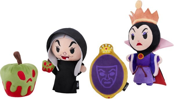 Disney Villains Evil Queen and Witch Plush Squeaky Dog Toy， 4 count