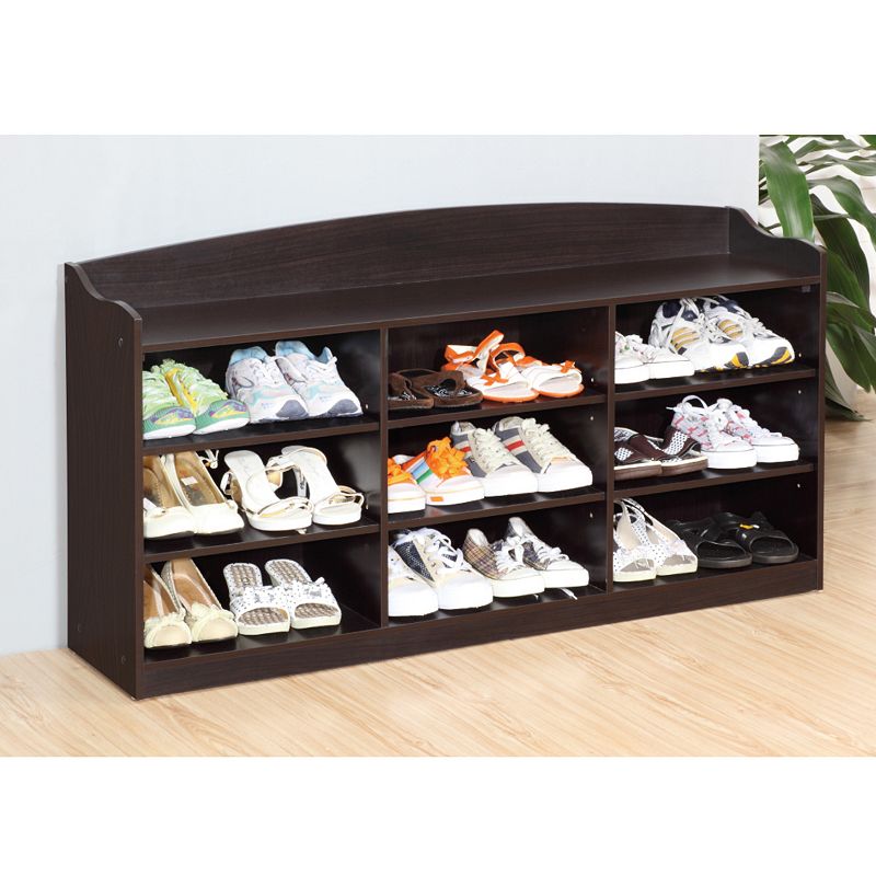 FC Design Red Cocoa Shoe Cabinet with 9 Shelves and 1 Top open Shelve with Spacious Top