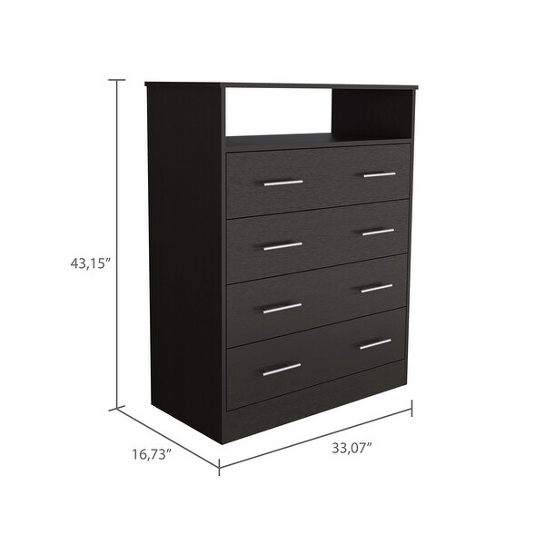 Simplicity 4-Drawer 1-Shelf Dresser， Modern Storage Cabinet， Superior Top， Storage Dressers Organizer for Living Room Bedroom - - 37851460