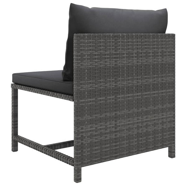 3 Piece Patio Lounge Set with Cushions Poly Rattan Gray