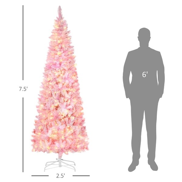 7.5ft Prelit Pencil Christmas Tree with LED Lights