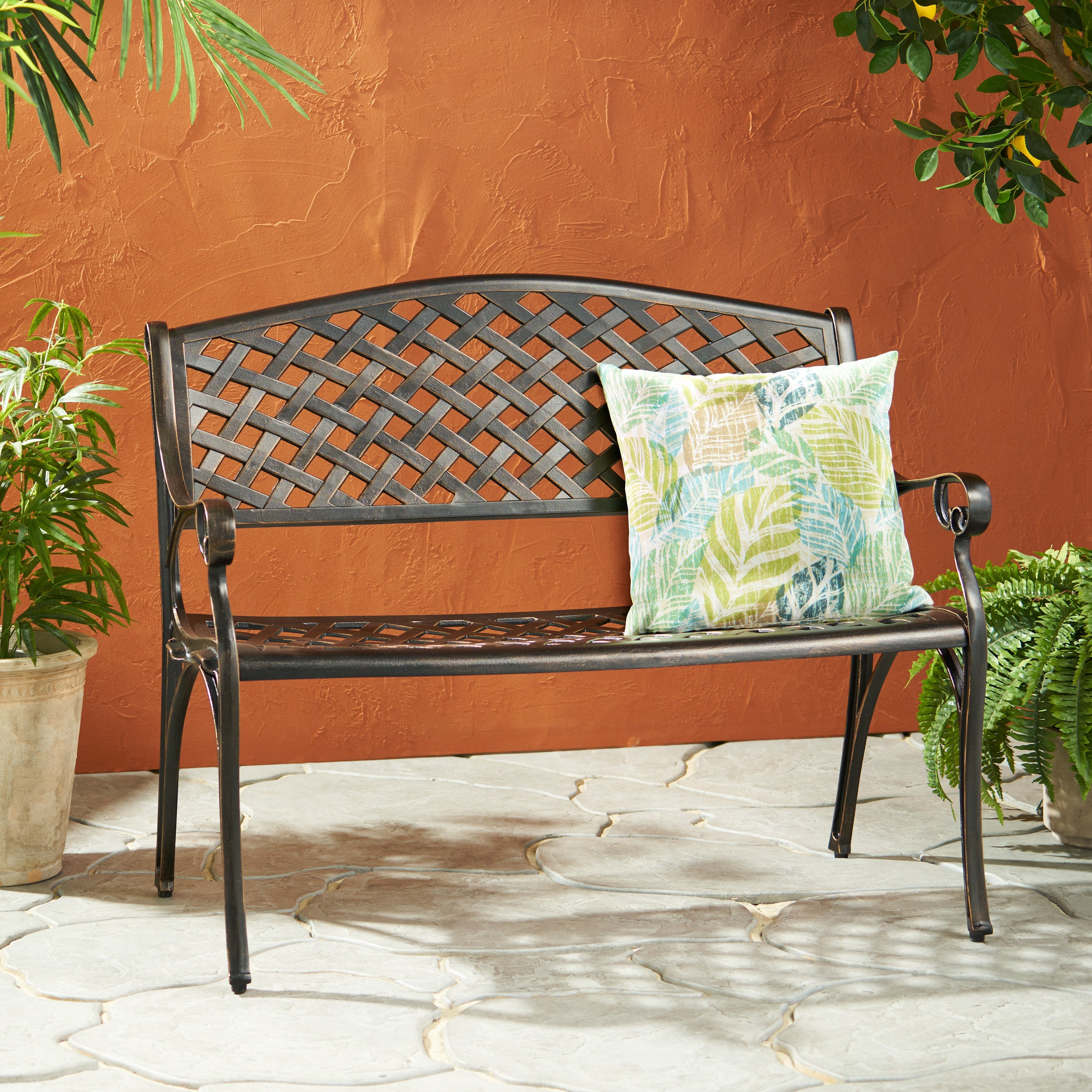 La Paz Antique Copper Cast Aluminum Bench