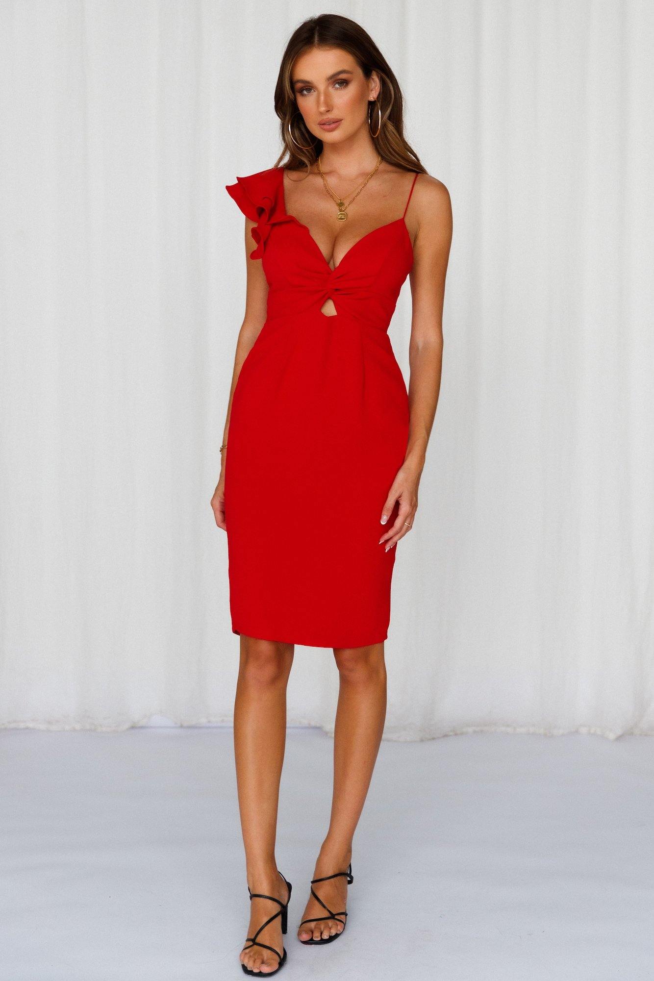 Home Late Midi Dress Red